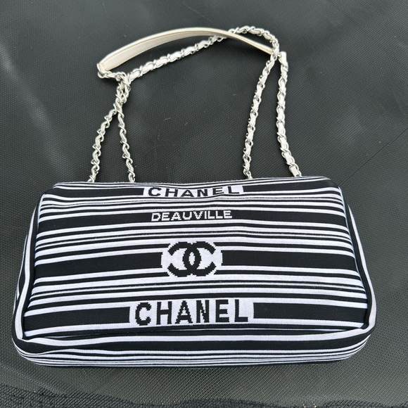 Venise Biarritz Flap Bag Striped Canvas Medium - Picture 5 of 13